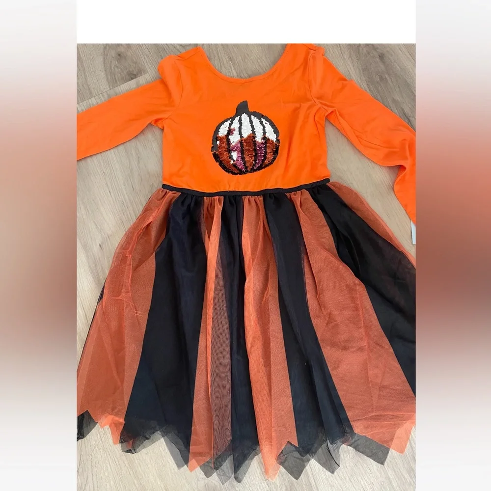 Cat and Jack new pumpkin dress long sleeves orange size 14